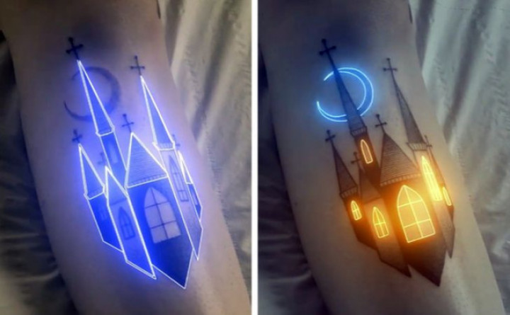 Egy művész animált tetoválásokat készít neonfényekkel, és ez rendkívül innovatív testművészet