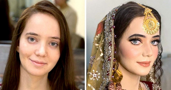 20+ gyönyörű menyasszony átalakulása az esküvői sminkje előtt és után
