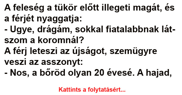 VICC: A feleség a tükör előtt illegeti magát, és a férjét nyaggatja