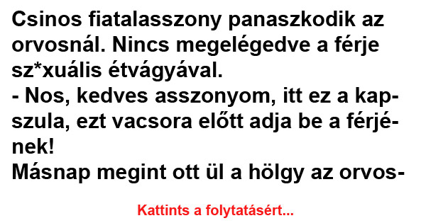 VICC: Csinos fiatalasszony panaszkodik az orvosnál