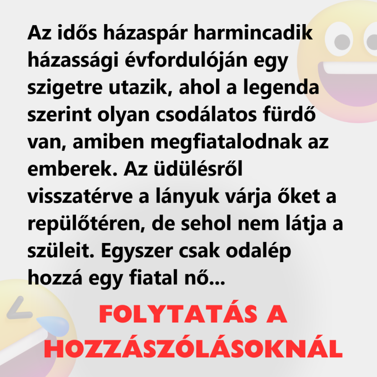 Az idős házaspár harmincadik házassági évfordulóján egy szigetre utazik