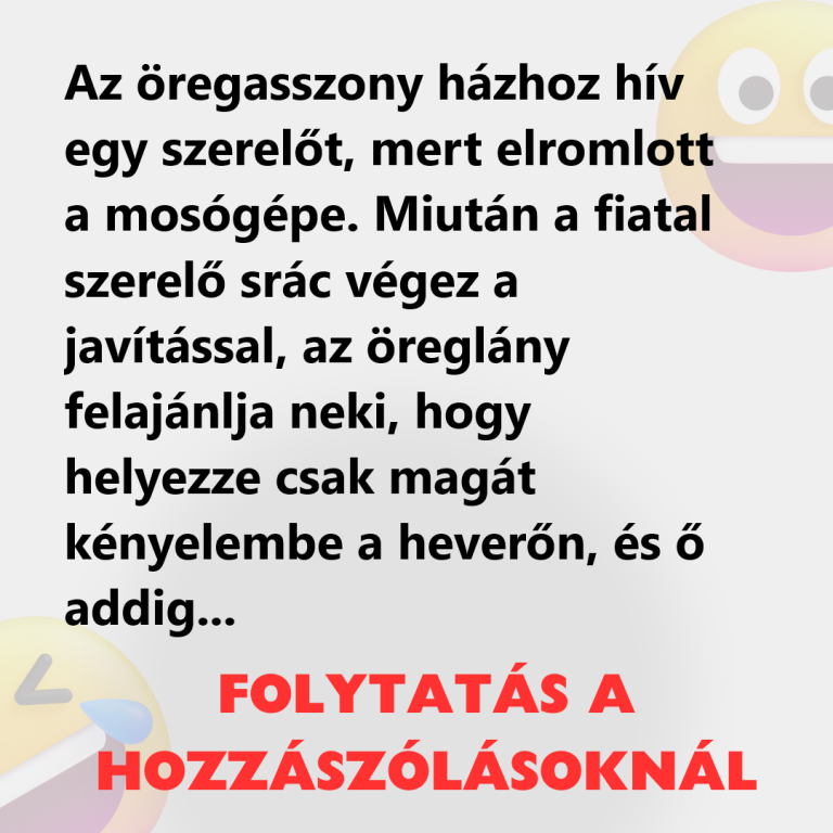 Az öregasszony házhoz hív egy szerelőt