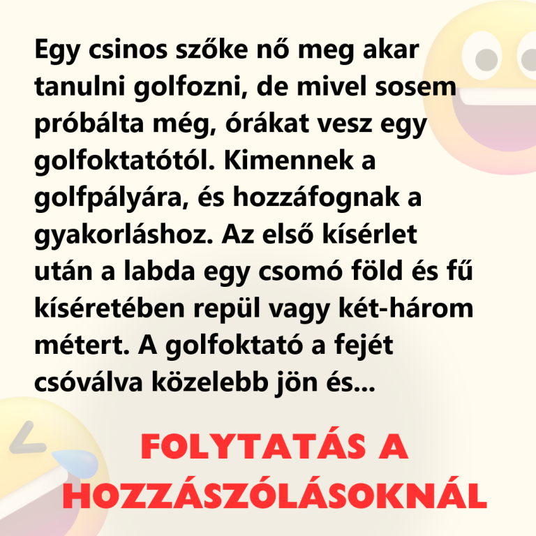 Egy csinos szőke nő meg akar tanulni golfozni