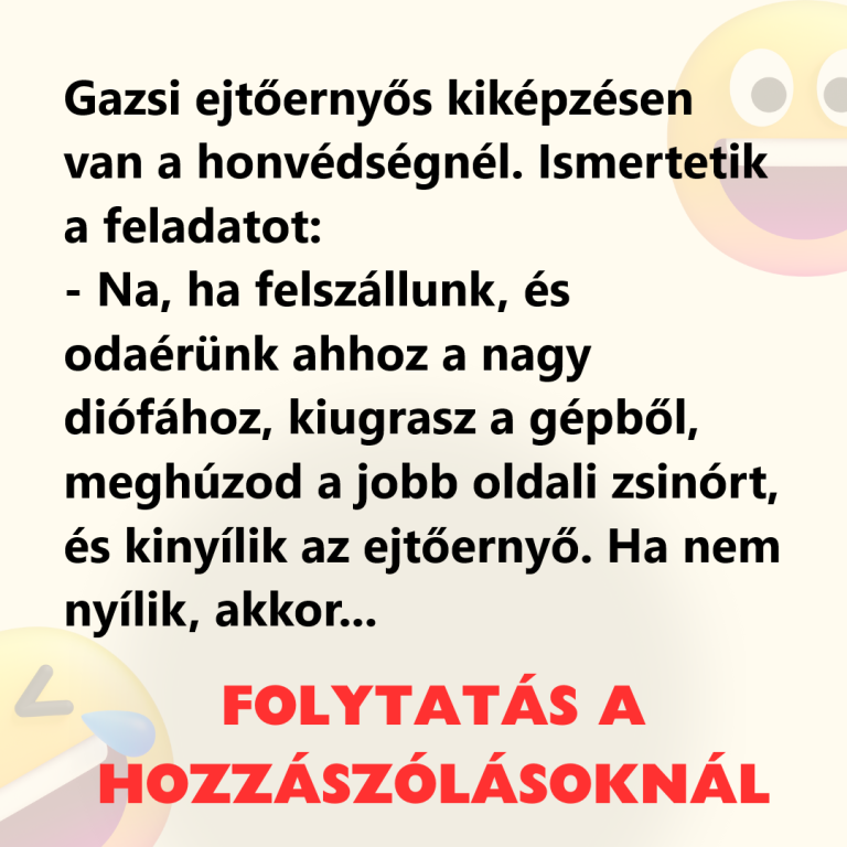 Gazsi ejtőernyős kiképzésen van a honvédségnél