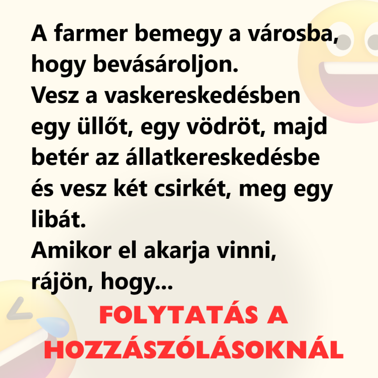 A farmer bemegy a városba, hogy bevásároljon