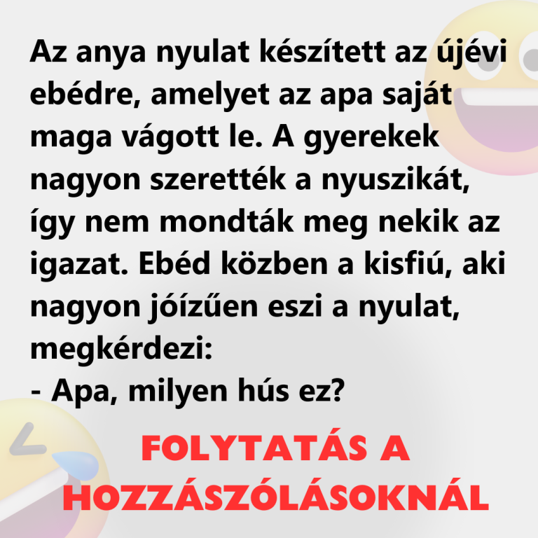 Az anya nyulat készített az újévi ebédre