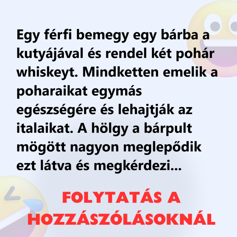 Egy férfi bemegy egy bárba a kutyájával