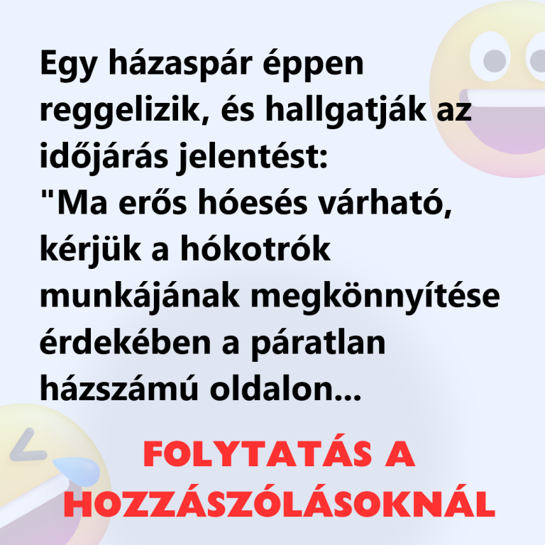 Egy házaspár éppen reggelizik, és hallgatják az időjárás jelentést