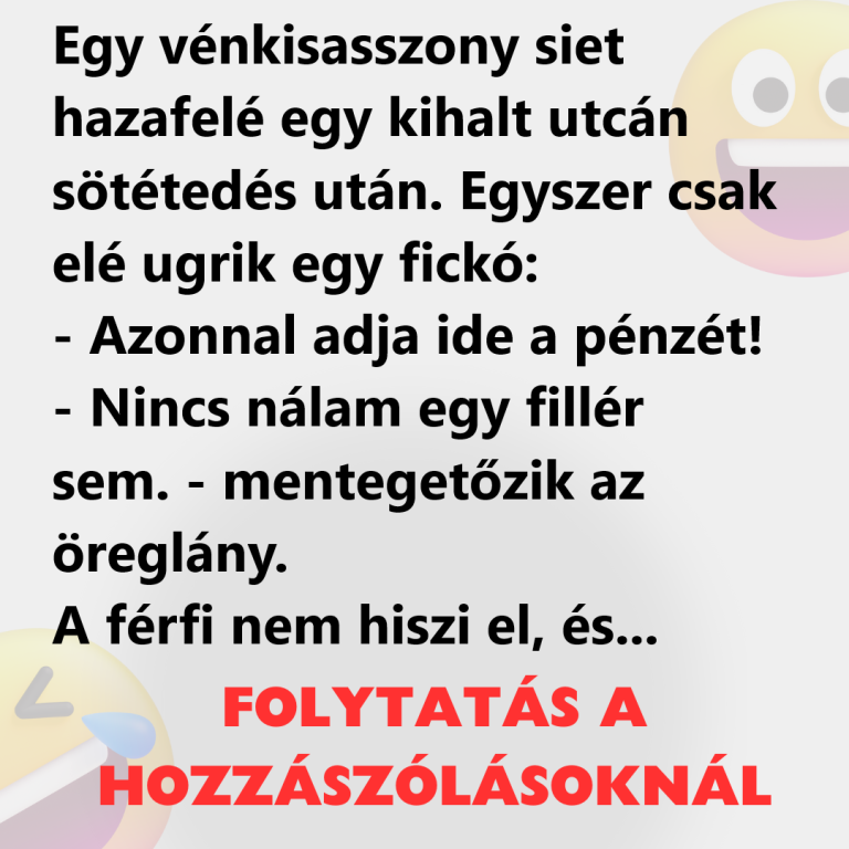 Egy vénkisasszony siet hazafelé