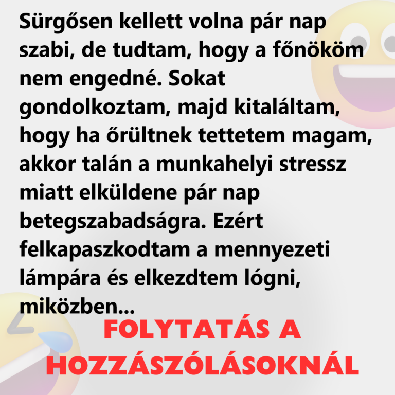 Sürgősen kellett volna pár nap szabi, de tudtam, hogy a főnököm nem engedné