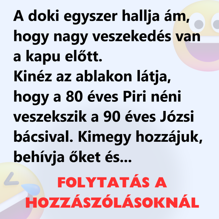 A doki egyszer hallja ám, hogy nagy veszekedés van a kapu előtt