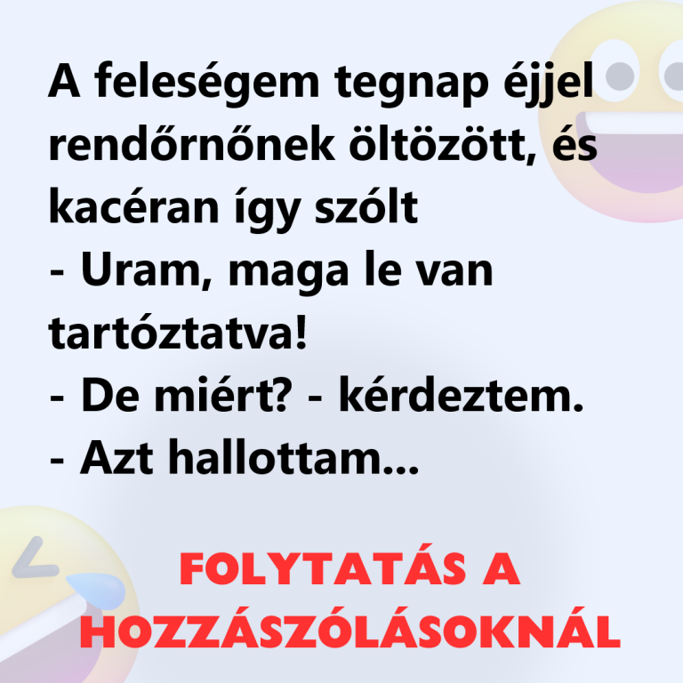 A feleségem tegnap éjjel rendőrnőnek öltözött