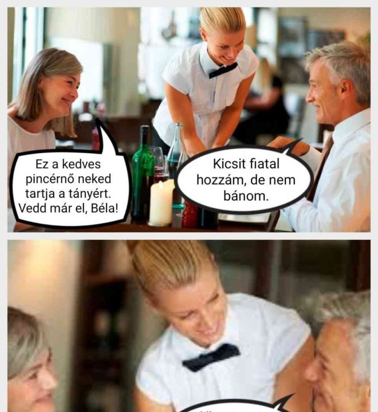 Ez a kedves pincérnő neked tartja a tányért