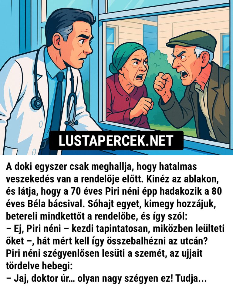 A doki egyszer csak meghallja, hogy hatalmas veszekedés van a rendelője előtt.