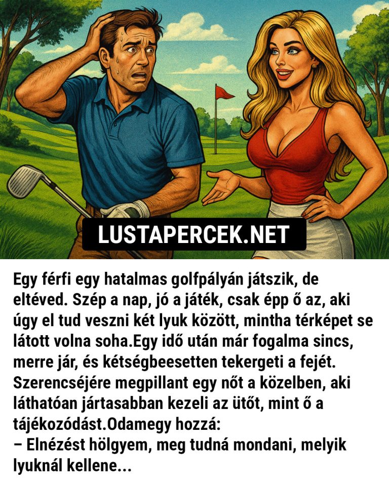 Egy férfi egy hatalmas golfpályán játszik, de eltéved