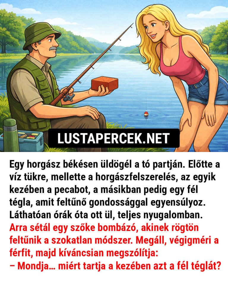 Egy horgász békésen üldögél a tó partján