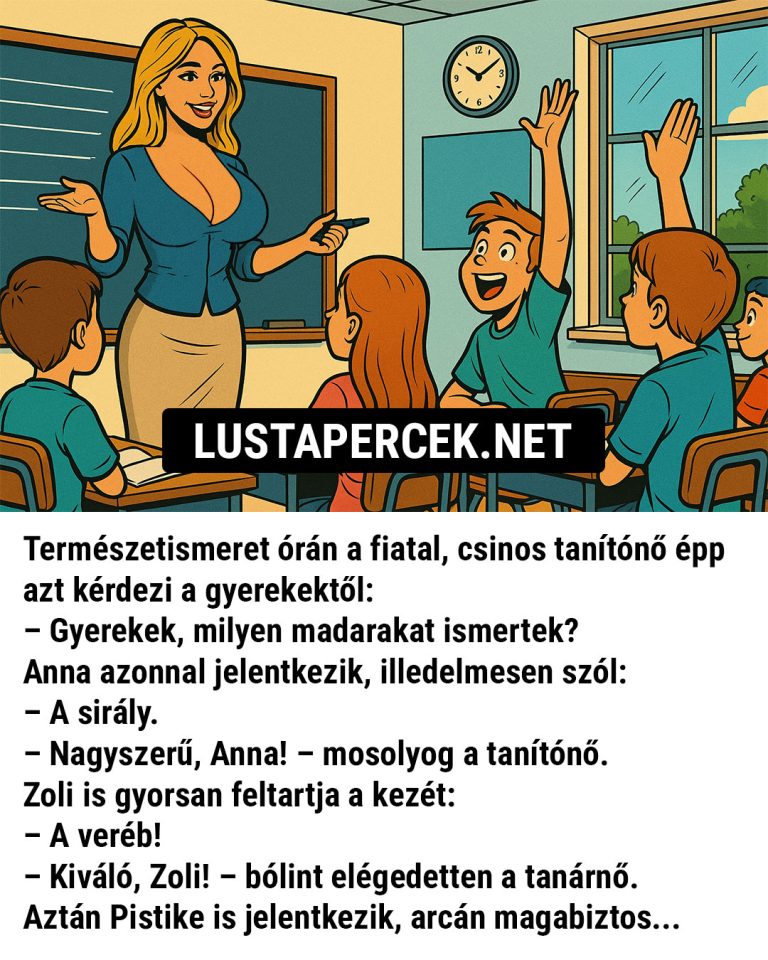 Természetismeret órán a fiatal, csinos tanítónő