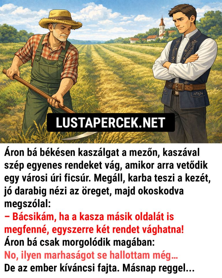 Áron bá békésen kaszálgat a mezőn