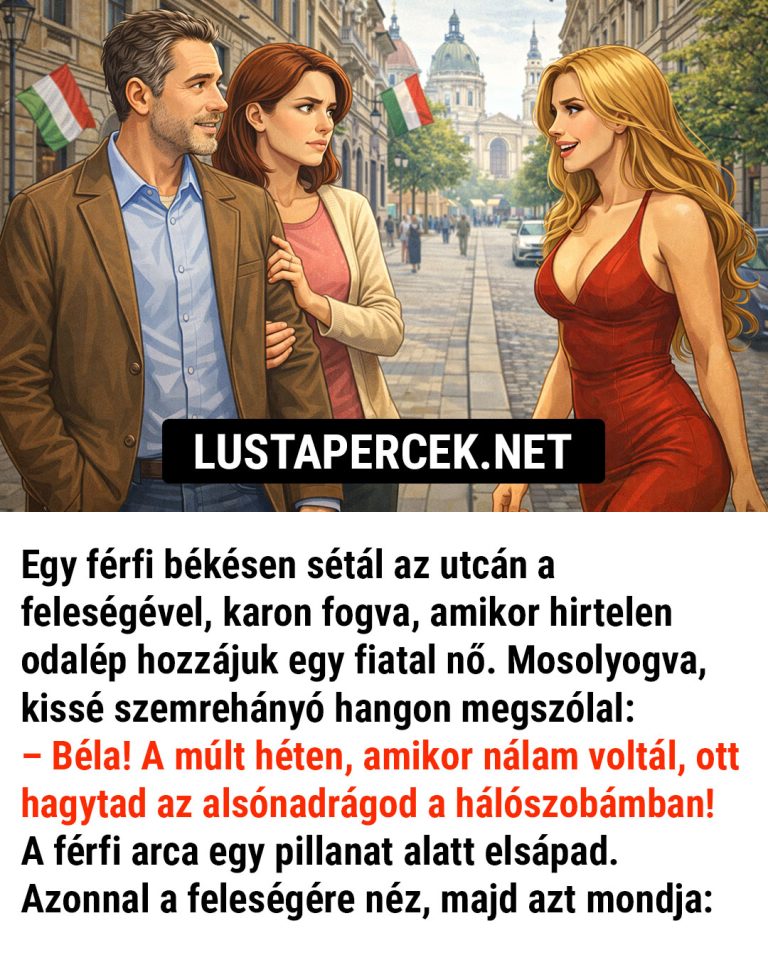 Egy férfi békésen sétál az utcán a feleségével