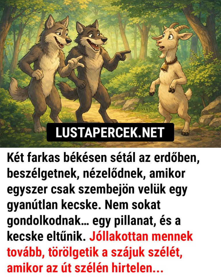 Két farkas békésen sétál az erdőben
