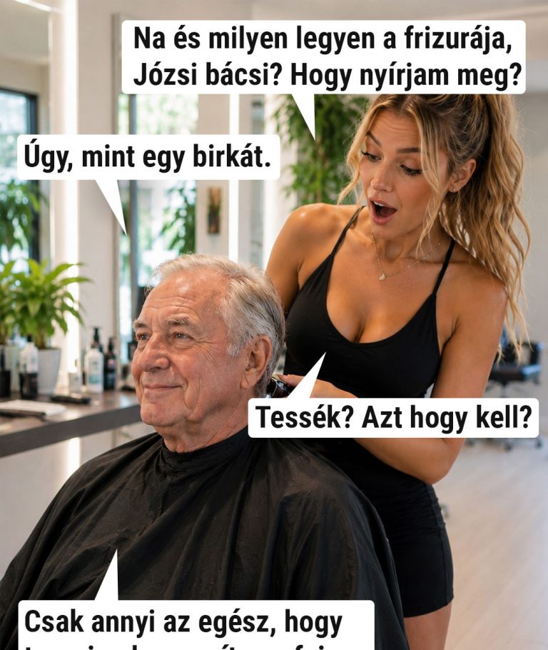 Na és milyen legyen a frizurája, Józsi bácsi?