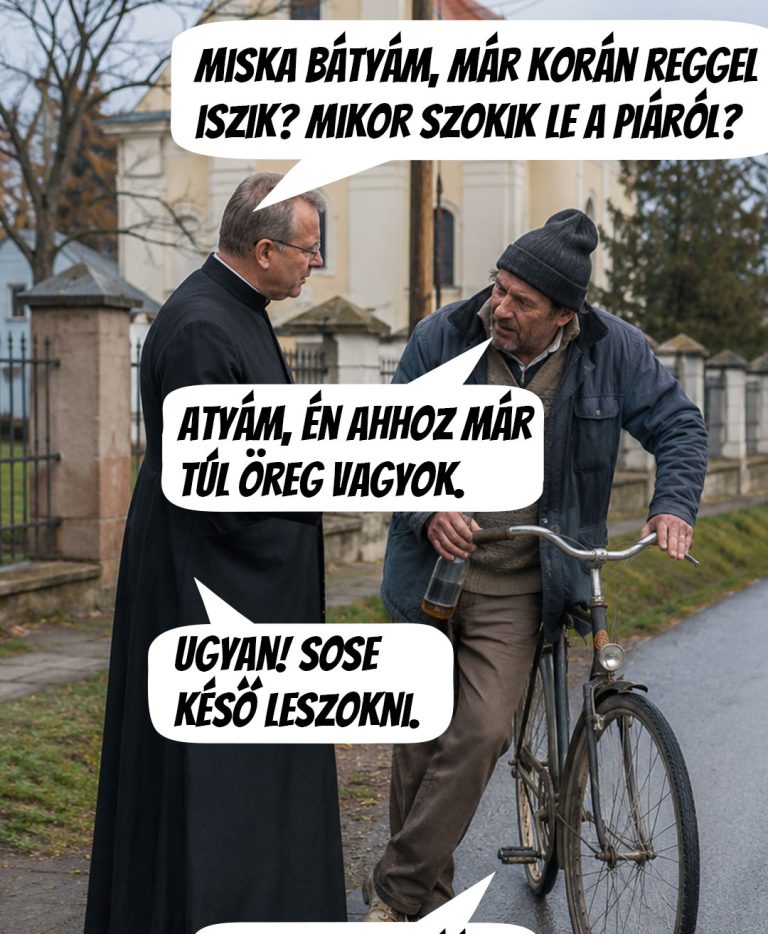 Miska bácsi és a plébános kora reggeli találkozása
